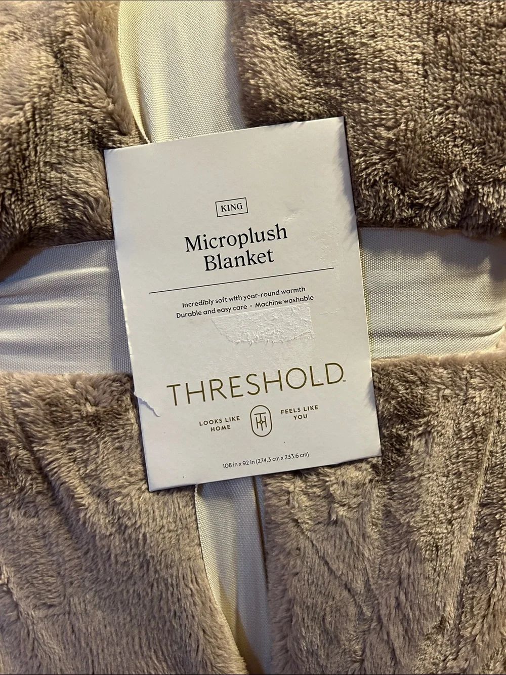 Threshold Microplush Blanket - Taupe